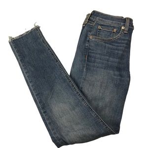 Rag & Bone High Rise Skinny Jean Raw Hem Medium Wash Raw Hem Women's Size 28